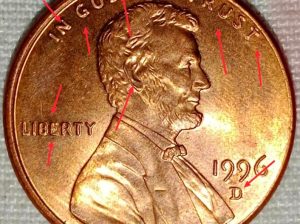 USA Lincoln cent 1996 D error Double die The