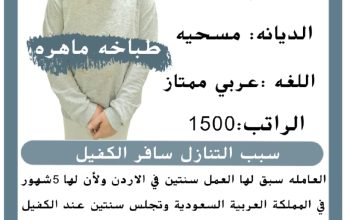 متوفر طباخه فلبينه للتنازل 0568519087