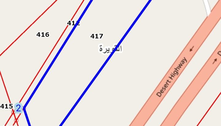 أرض للايجار بموقع استراتيجي في القويرة مثلث ر
