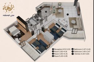 للبيع شقة نصف تشطيب